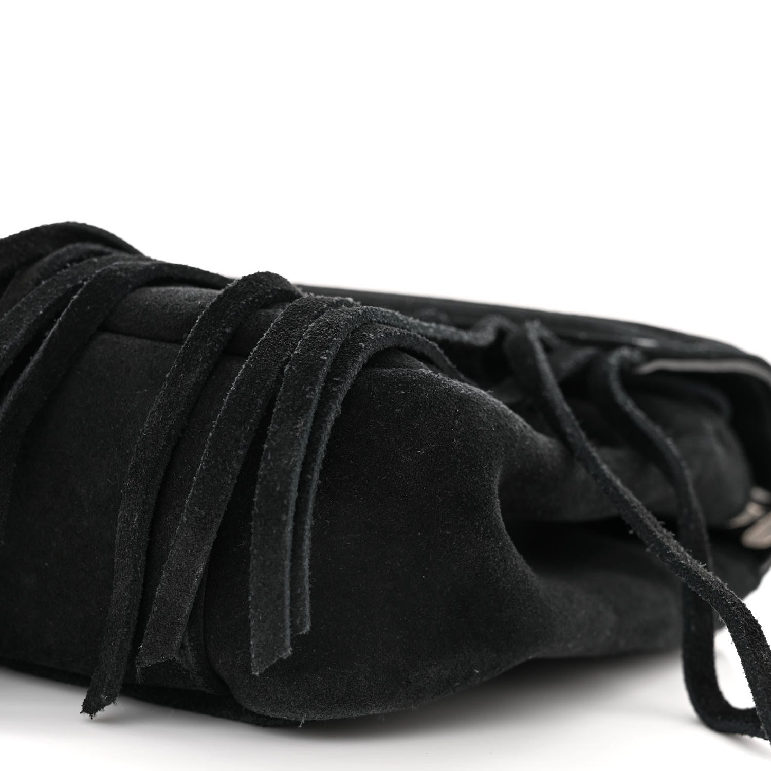 Saint Laurent Suede Matelasse Chevron Fringe Monogram Medium College Bag Black 10 of 11