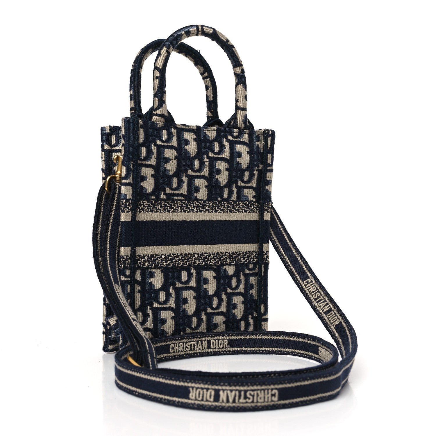 Christian Dior Oblique Mini Book Tote Phone Bag Blue 3 of 9