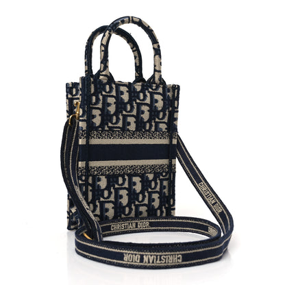 Christian Dior Oblique Mini Book Tote Phone Bag Blue 3 of 9