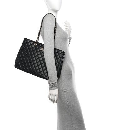 Chanel Calfskin Quilted Large CC Shopping Tote  Black 2 of 12