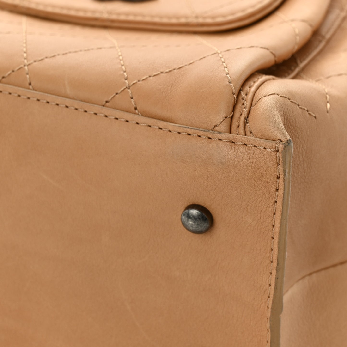 Calfskin Stitched Medium Urban Luxury Drawstring Backpack Beige