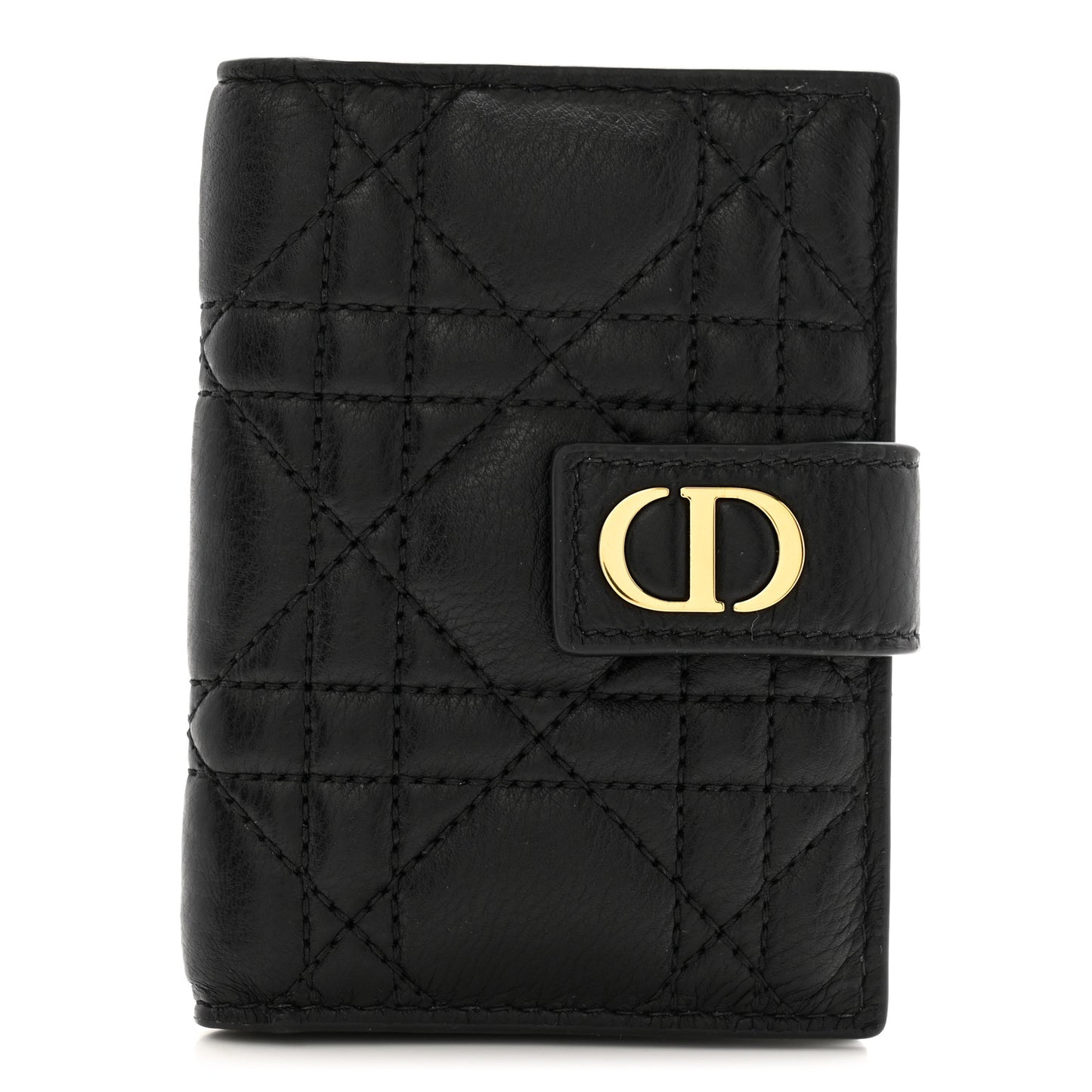 Supple Calfskin Cannage Caro Dandelion Card Holder Black