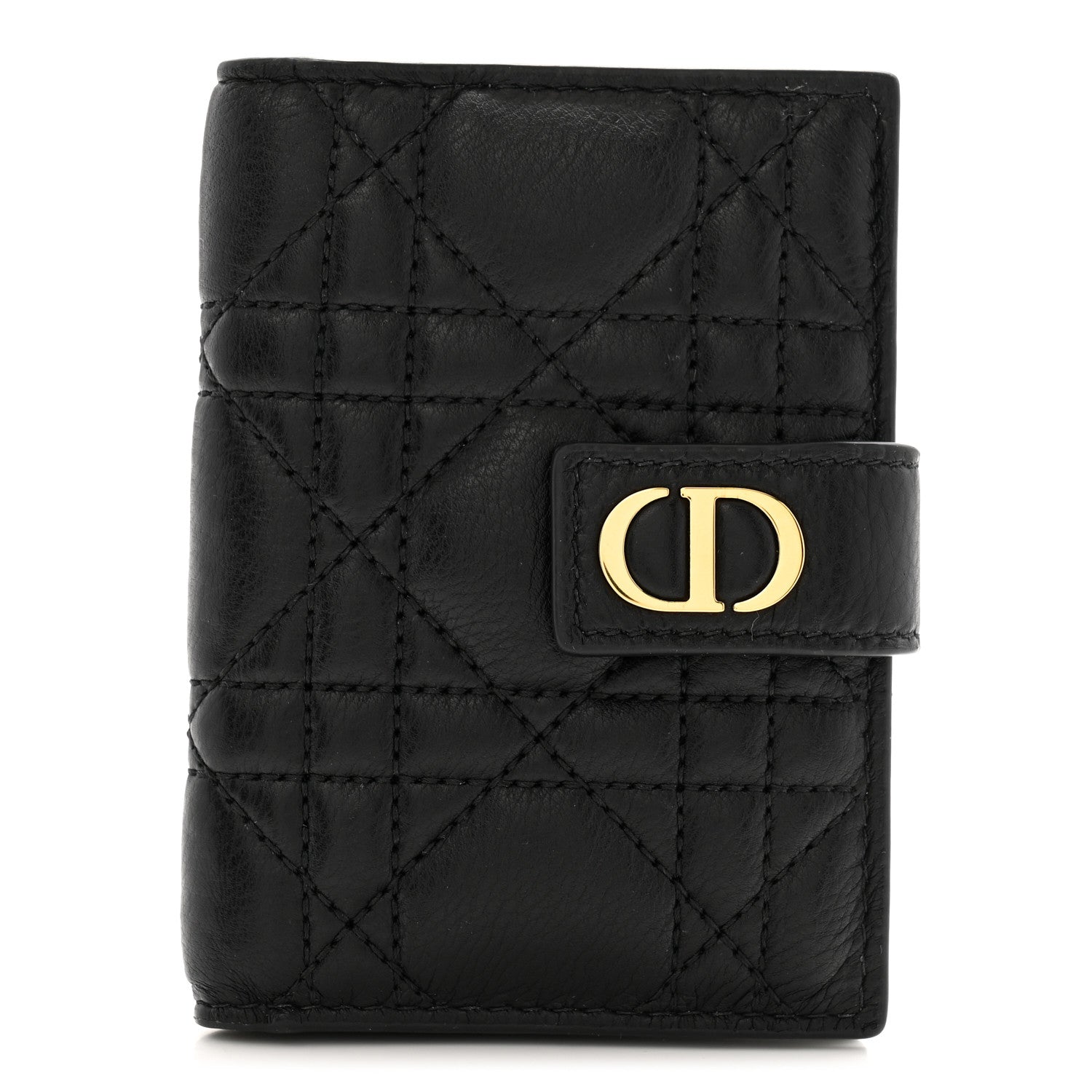 Christian Dior Supple Calfskin Cannage Caro Dandelion Card Holder Black 1 of 9