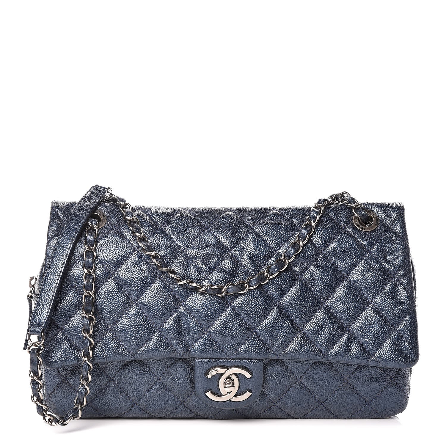 Chanel Iridescent Caviar Quilted Large Chic Flap Blue 1 of 10