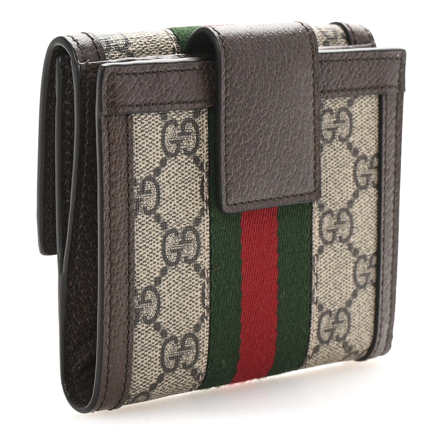 GG Supreme Monogram Web Ophidia French Flap Wallet Beige New Acero