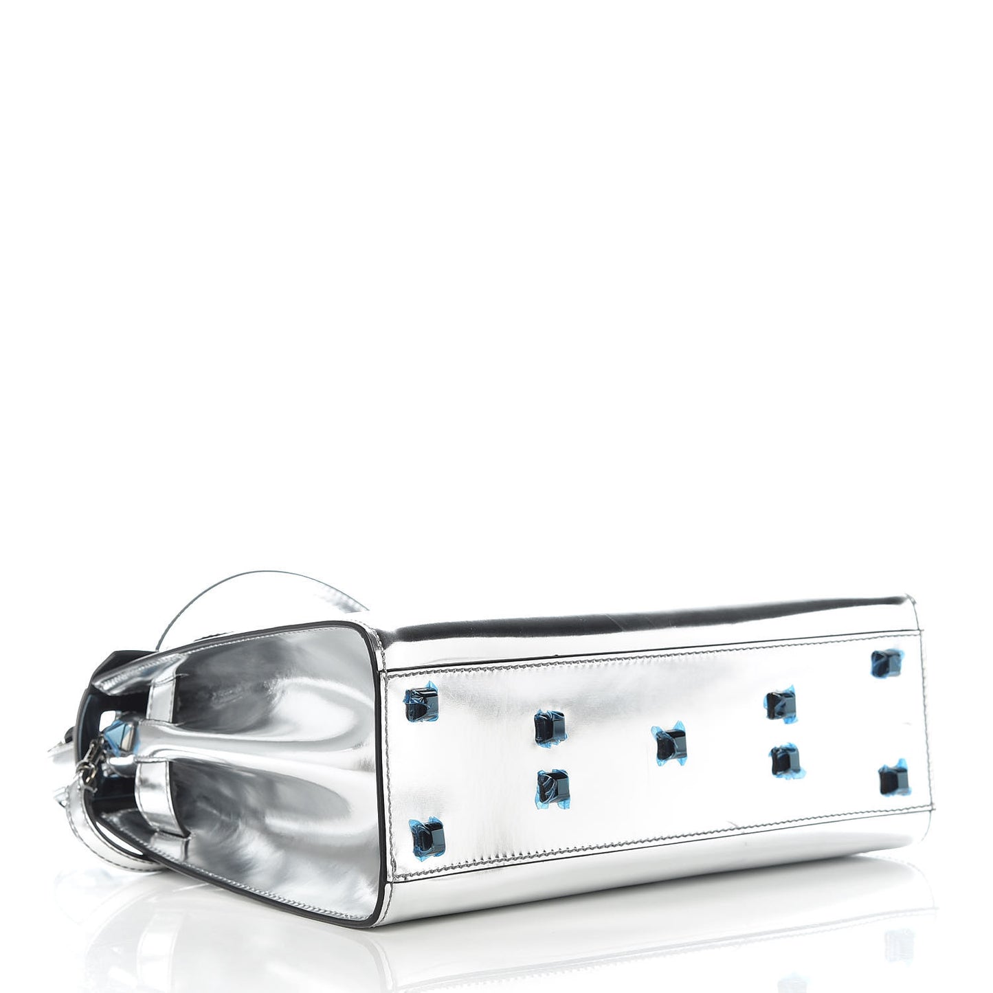 Metallic Patent Calfskin Medium My Rockstud Frame Bag Silver