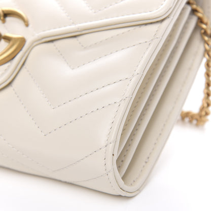 Gucci Calfskin Matelasse GG Marmont Chain Wallet Mystic White 9 of 11