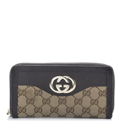 Gucci Monogram Margaux Calfskin Sukey Zip Around Wallet Beige Ebony Cocoa 1 of 13