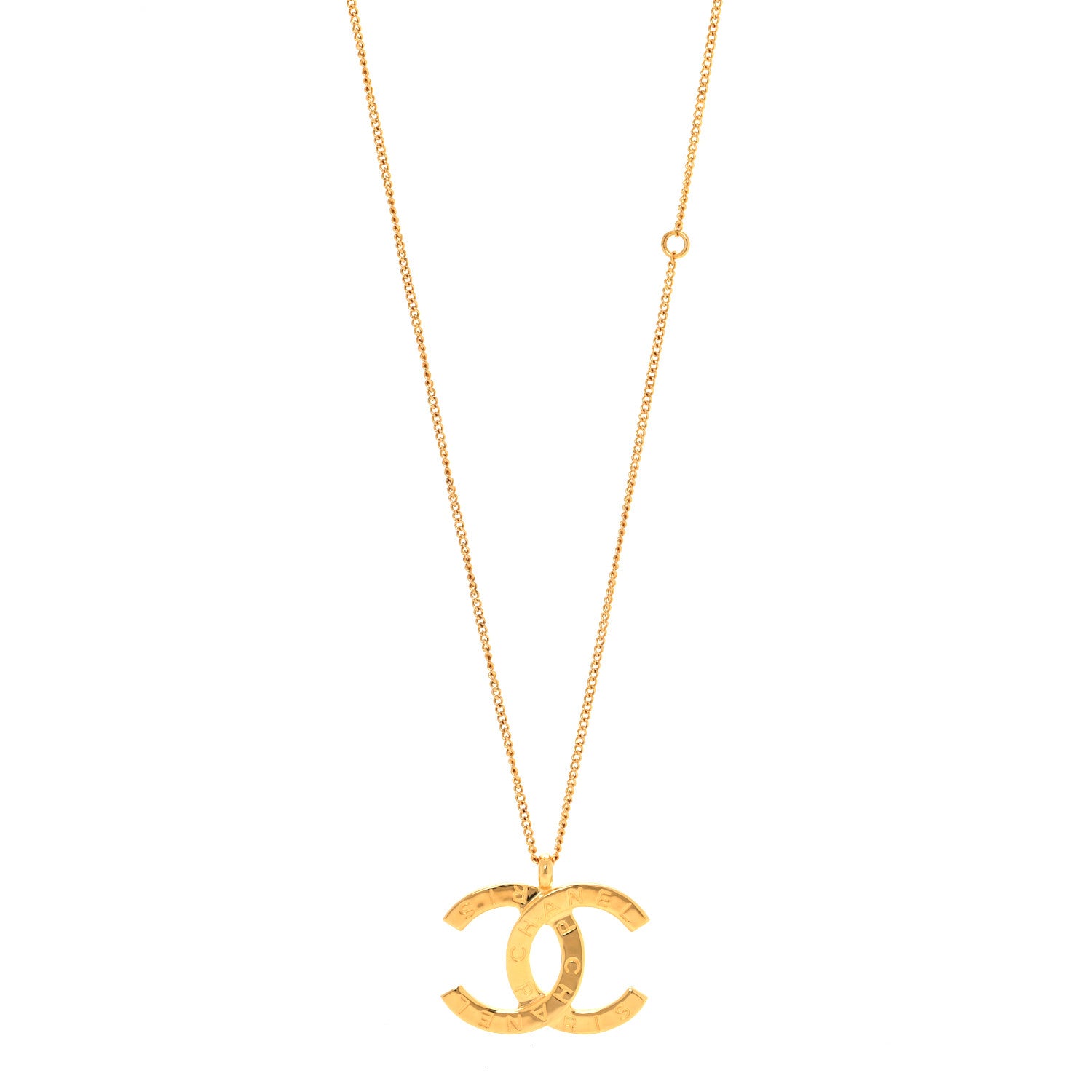 Chanel Metal CC Paris Button Necklace Gold 2 of 6