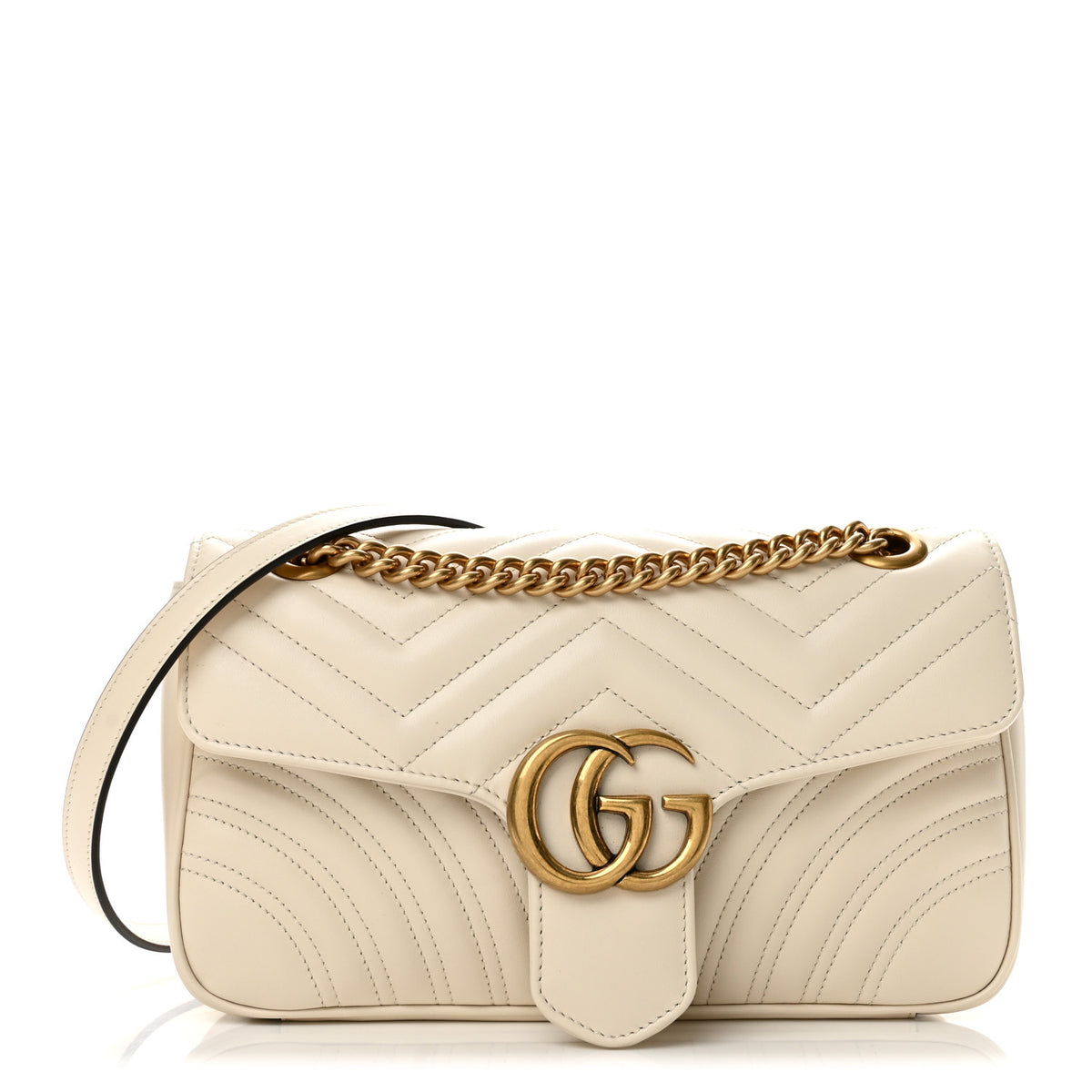 Calfskin Matelasse Small GG Marmont Shoulder Bag White