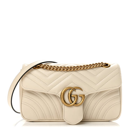 Gucci Calfskin Matelasse Small GG Marmont Shoulder Bag White 1 of 10