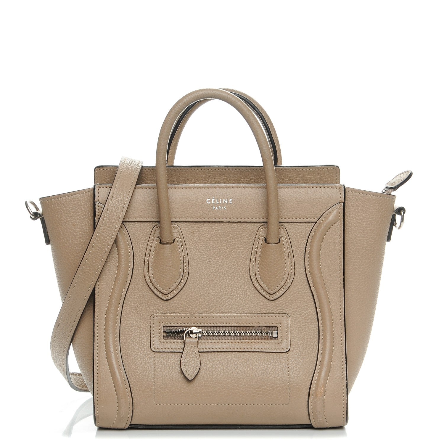 Celine Drummed Calfskin Nano Luggage Dune 1 of 8