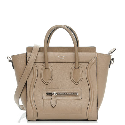 Celine Drummed Calfskin Nano Luggage Dune 1 of 8