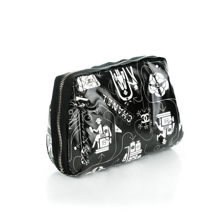 Chanel Coated Canvas Airline Cosmetic Pouch Black White 3 of 7