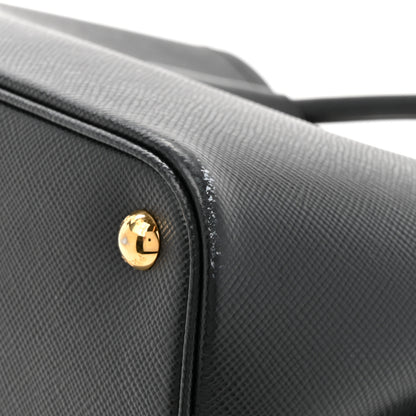Prada Saffiano Cuir Medium Double Bag Black Fuoco 12 of 19