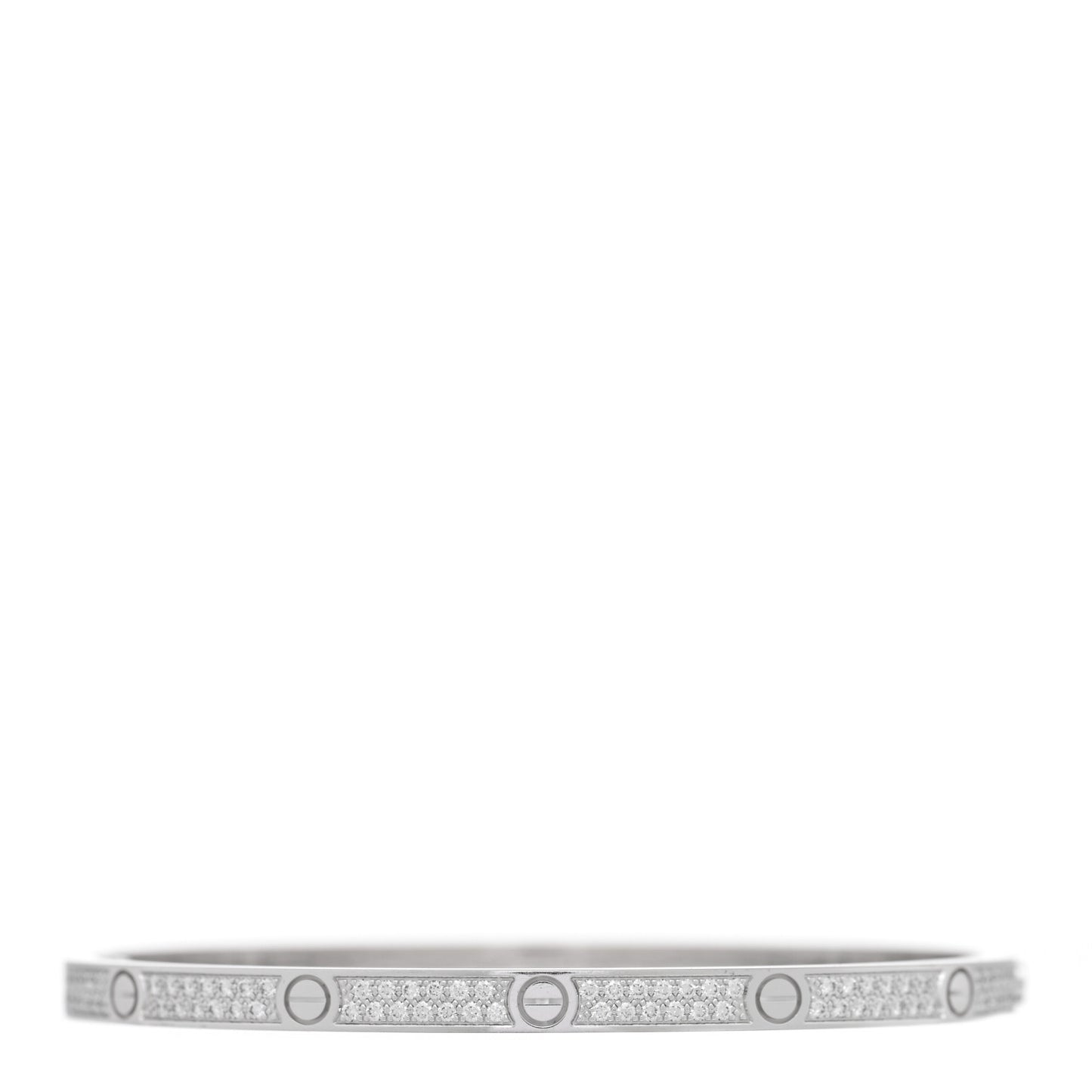 18K White Gold Diamond Small LOVE Paved Bracelet 16