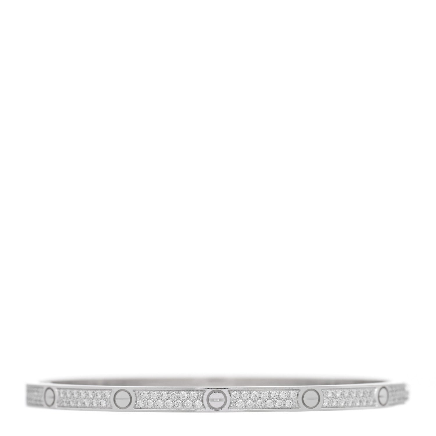 Cartier 18K White Gold Diamond Small LOVE Paved Bracelet 16 1 of 7