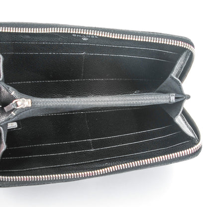 Chanel Glazed Caviar Quilted Large Zip Around Wallet Black 5 of 8