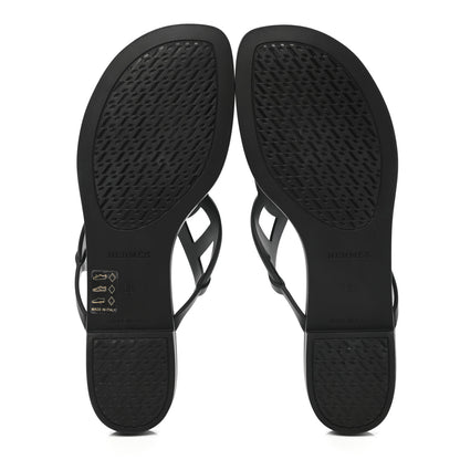 Hermes Rubber Womens Egerie Sandals 38 Black 5 of 9