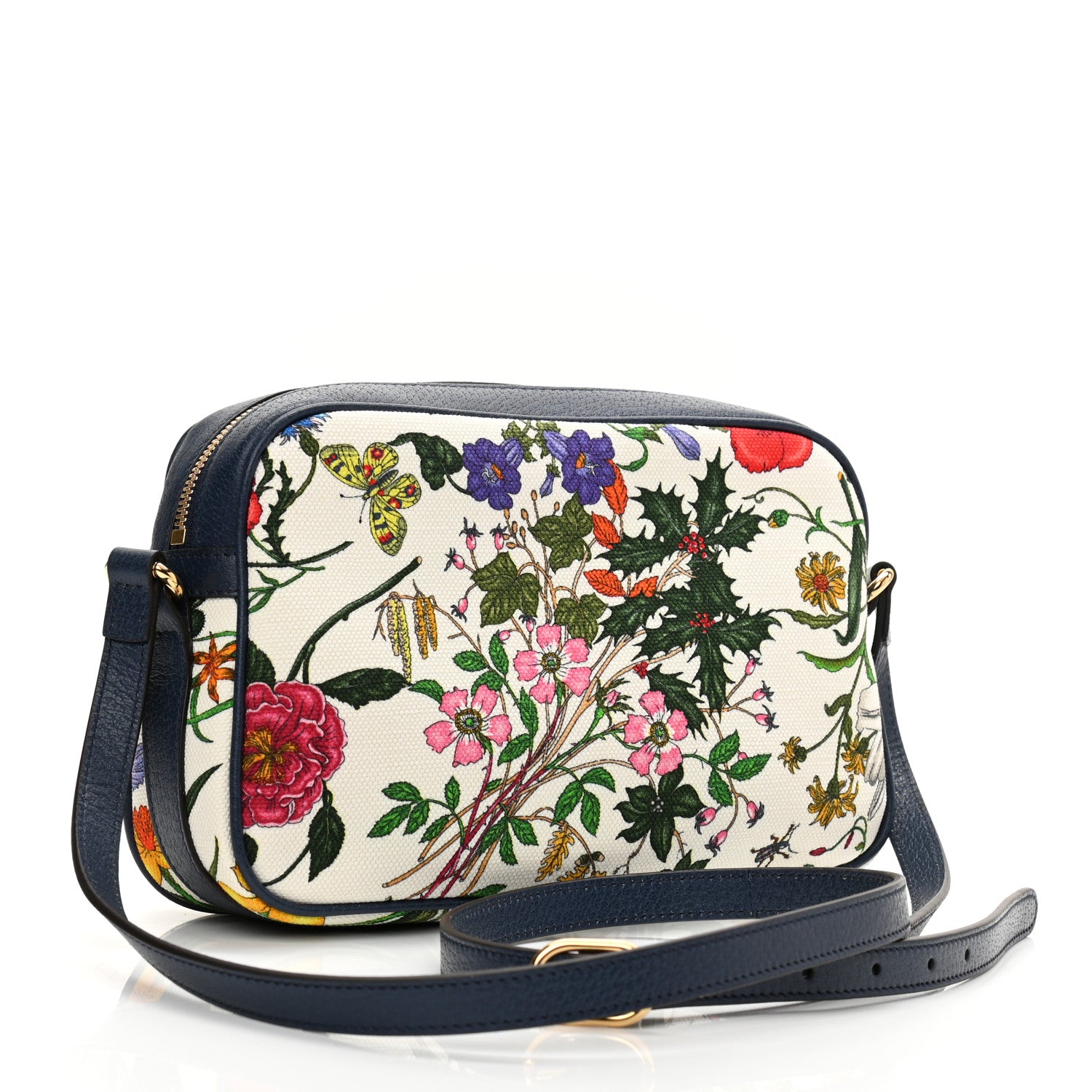 Gucci Canvas Flora Floral Shoulder Bag White Blue Agata Mulitcolor 3 of 8
