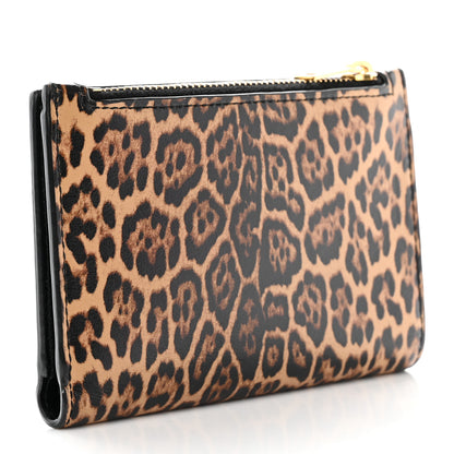 Saint Laurent Calfskin Leopard Printed Monogram Bi-Fold Zipped Wallet Black 3 of 10