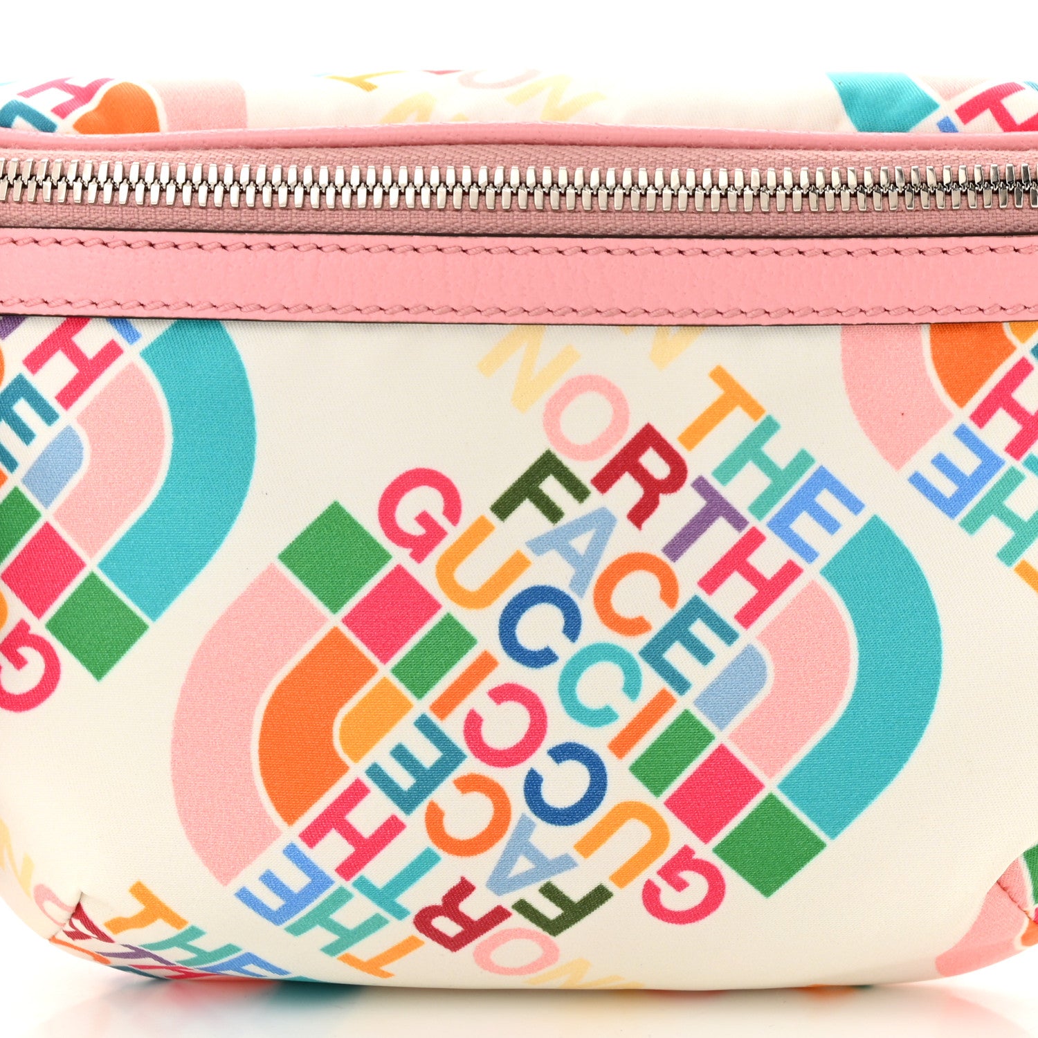 Gucci X THE NORTH FACE Econyl Nylon Arleq Belt Bag Ivory Turquoise Wild Rose 9 of 11