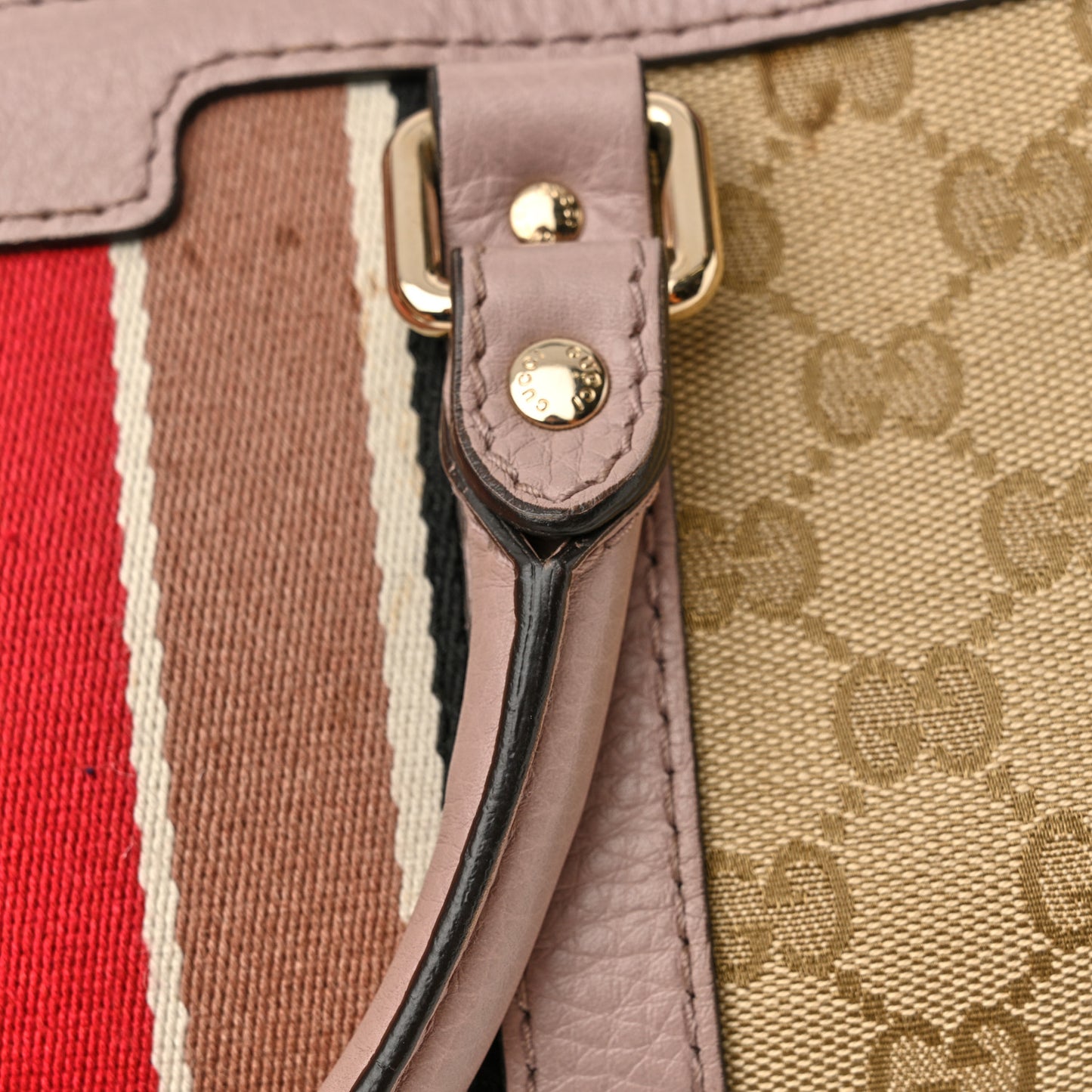 Monogram Selleria Calfskin Vintage Web Medium Boston New Sand Lilas