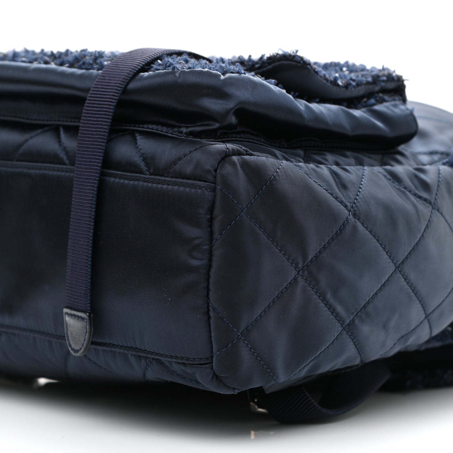 Tweed Nylon Quilted Astronaut Essentials Backpack Navy