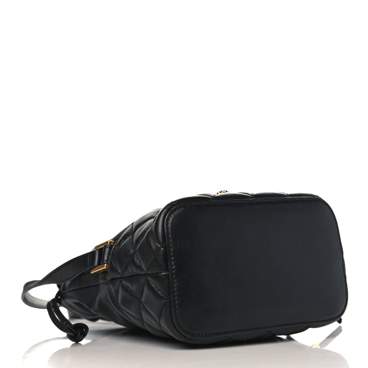 Nappa Quilted Medusa Bucket Bag Black