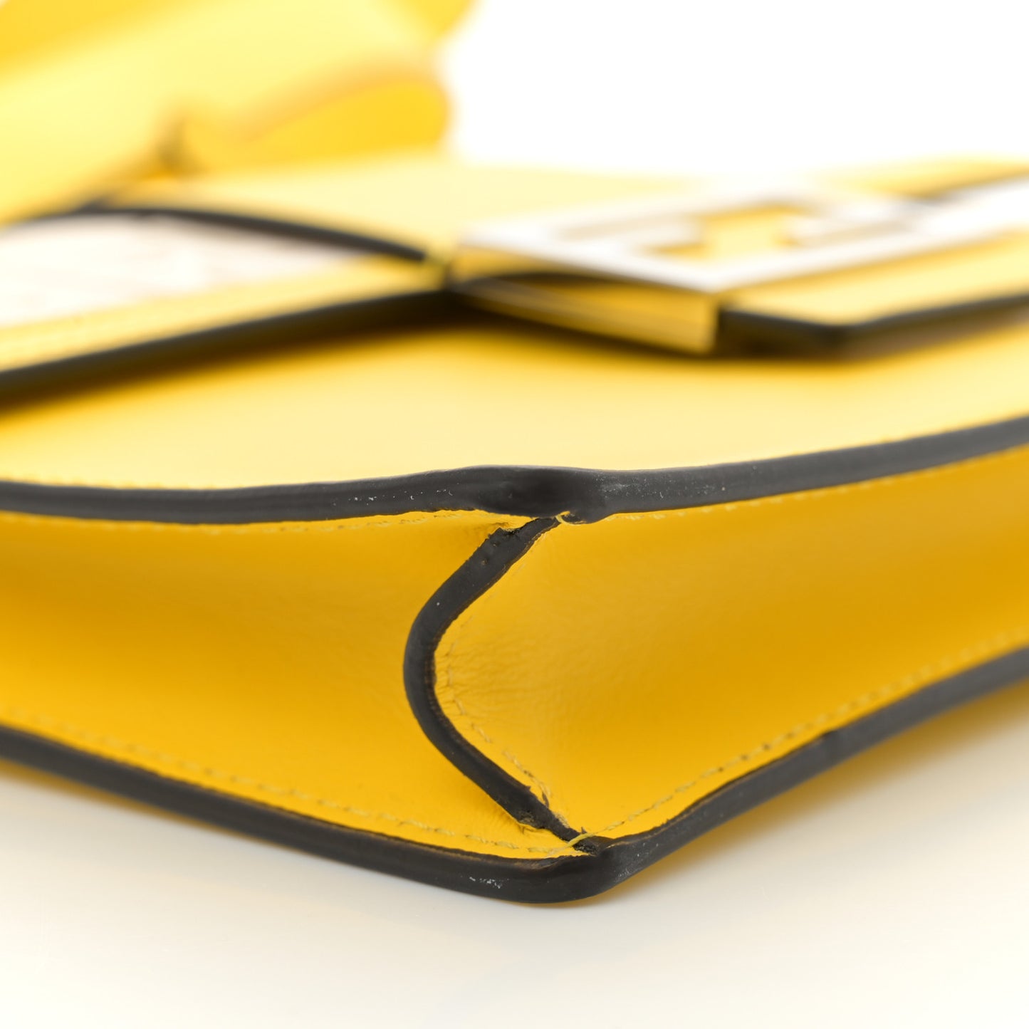 Canvas Vitello King FF Embroidered Medium Flat Baguette Grezzo Limone