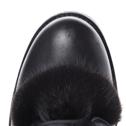 Christian Louboutin Calfskin Mink Jenny From the Alps 70 Ankle Boots 37 Black 12 of 13