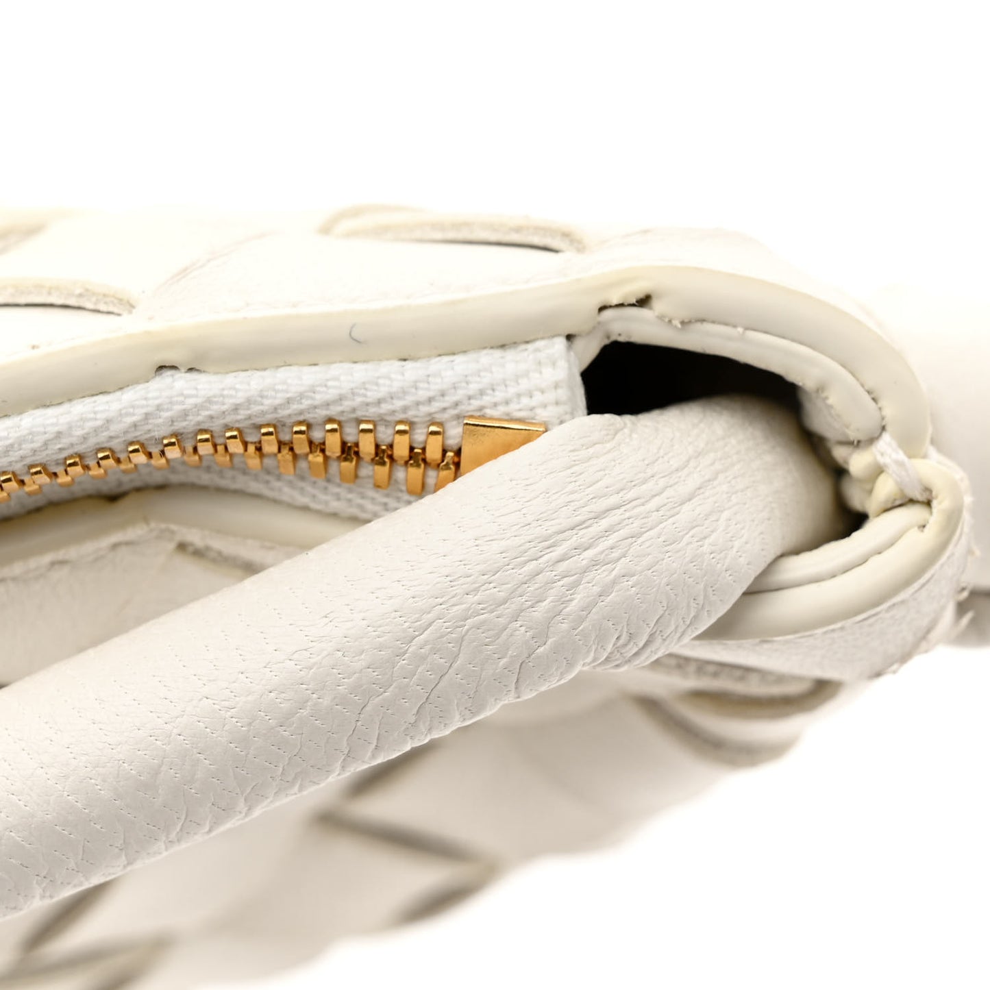 Nappa Intrecciato Medium Turn Pouch White