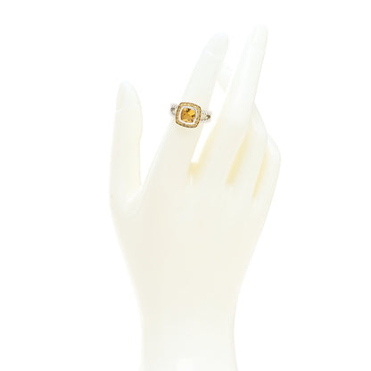 David Yurman Sterling Silver 18K Yellow Gold Citrine Yellow Sapphire 7mm Petite Albion Ring 48 4.5 2 of 4
