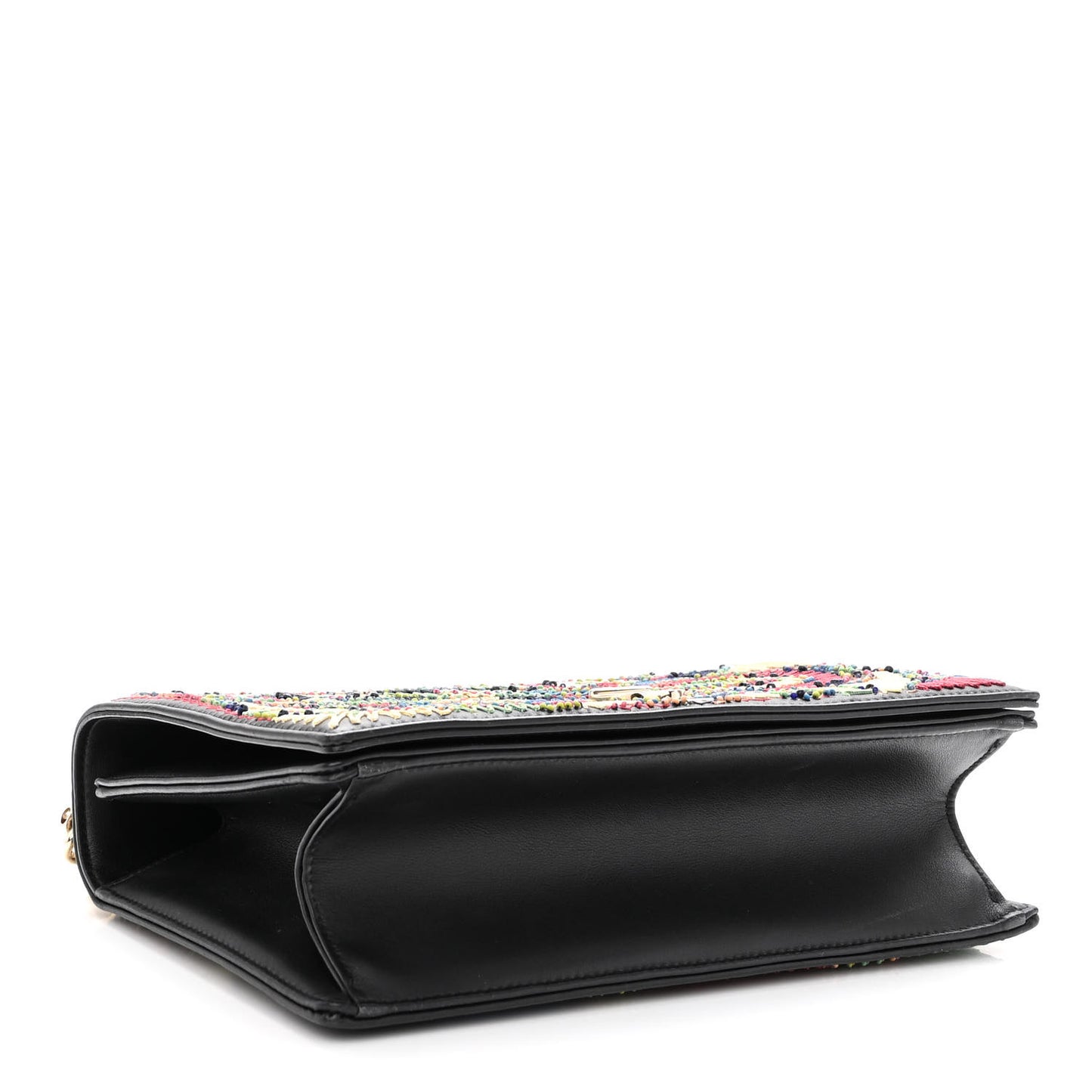 Lambskin Embroidered Medium Diorama Flap Bag Black