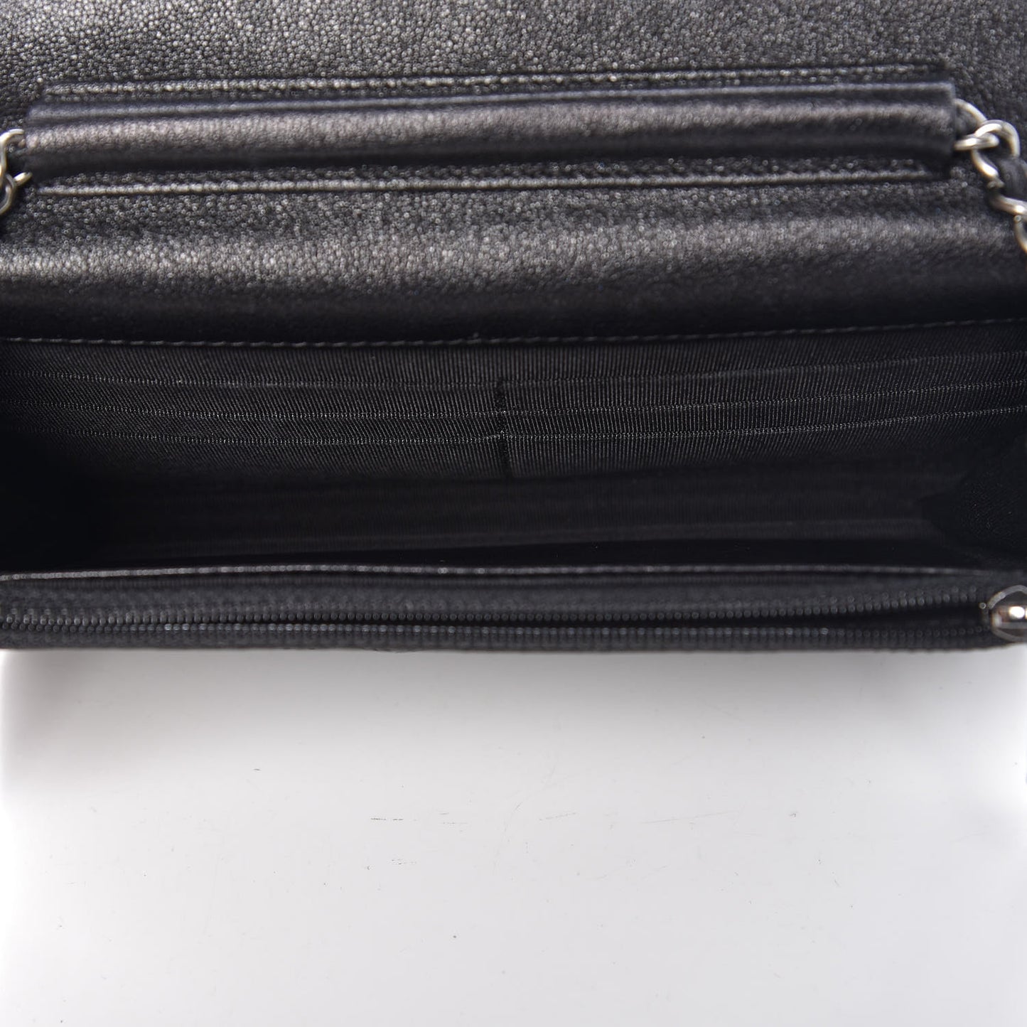 Perforated Lambskin Quilted Wallet On Chain WOC Black