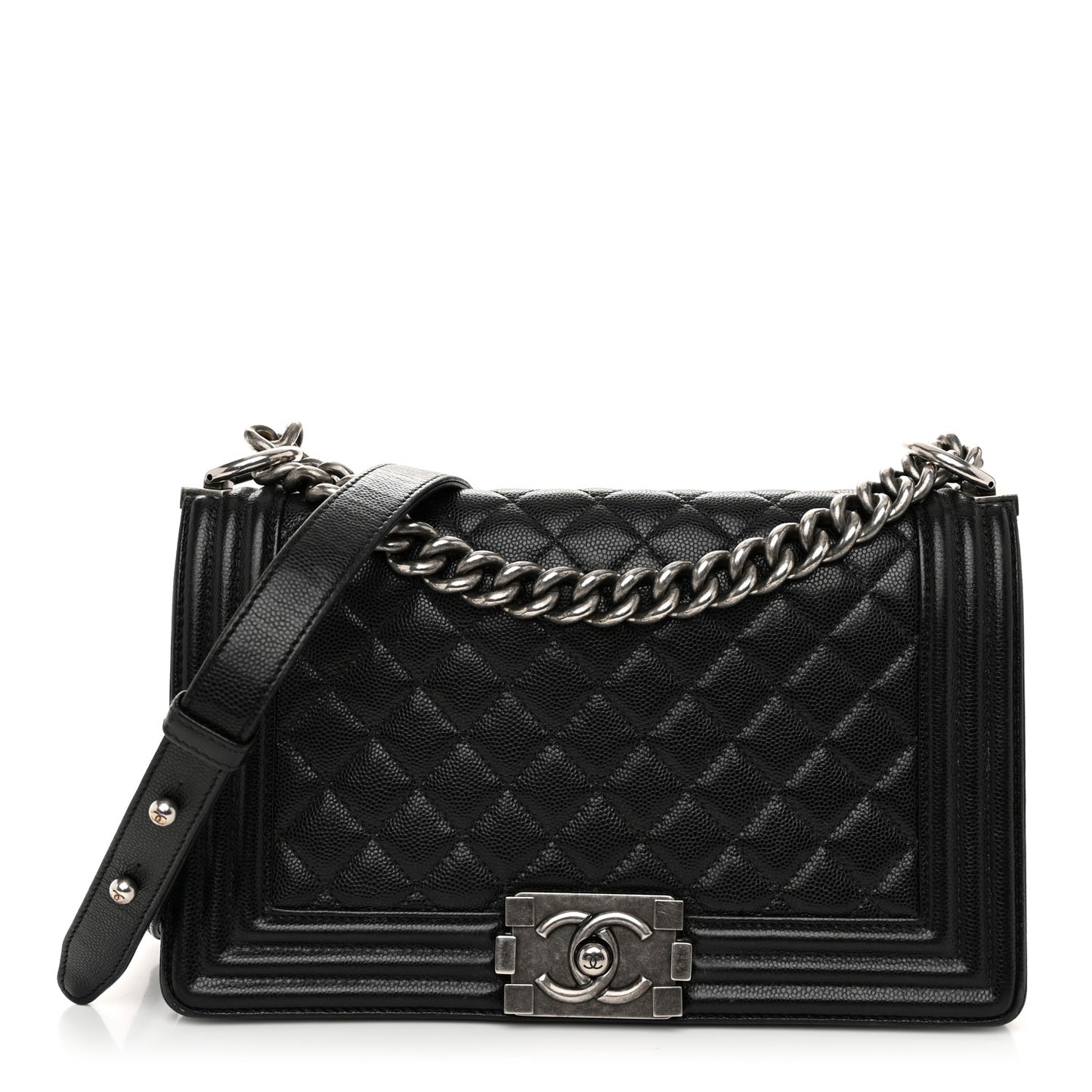 Caviar Quilted Medium Boy Flap Black