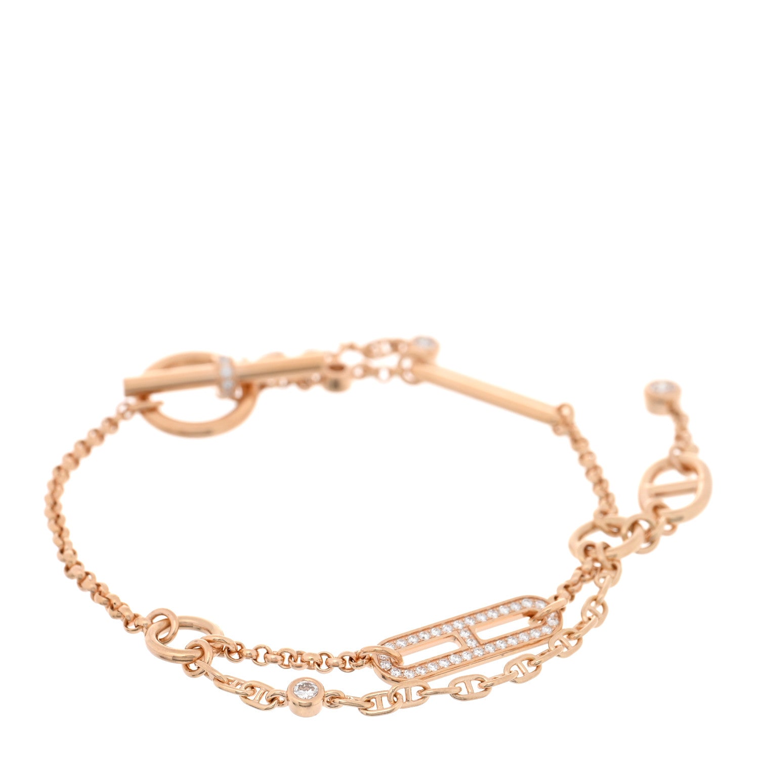 Hermes 18K Rose Gold Diamond Chaos Bracelet 1 of 4