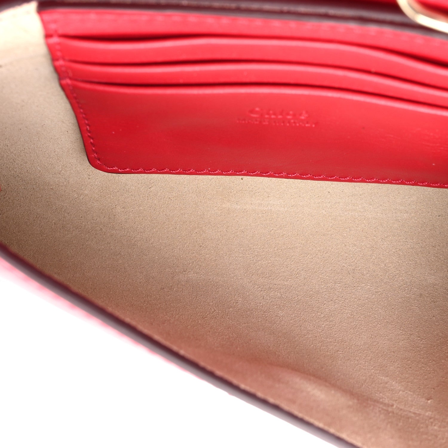 Chloe Suede Calfskin Mini Faye Shoulder Bag Tulip Red 5 of 9