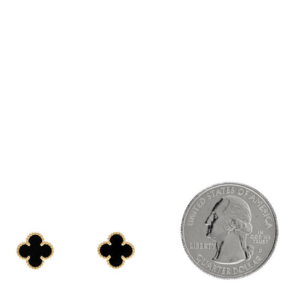Van Cleef & Arpels 18K Yellow Gold Black Onyx Sweet Alhambra Earrings 2 of 5