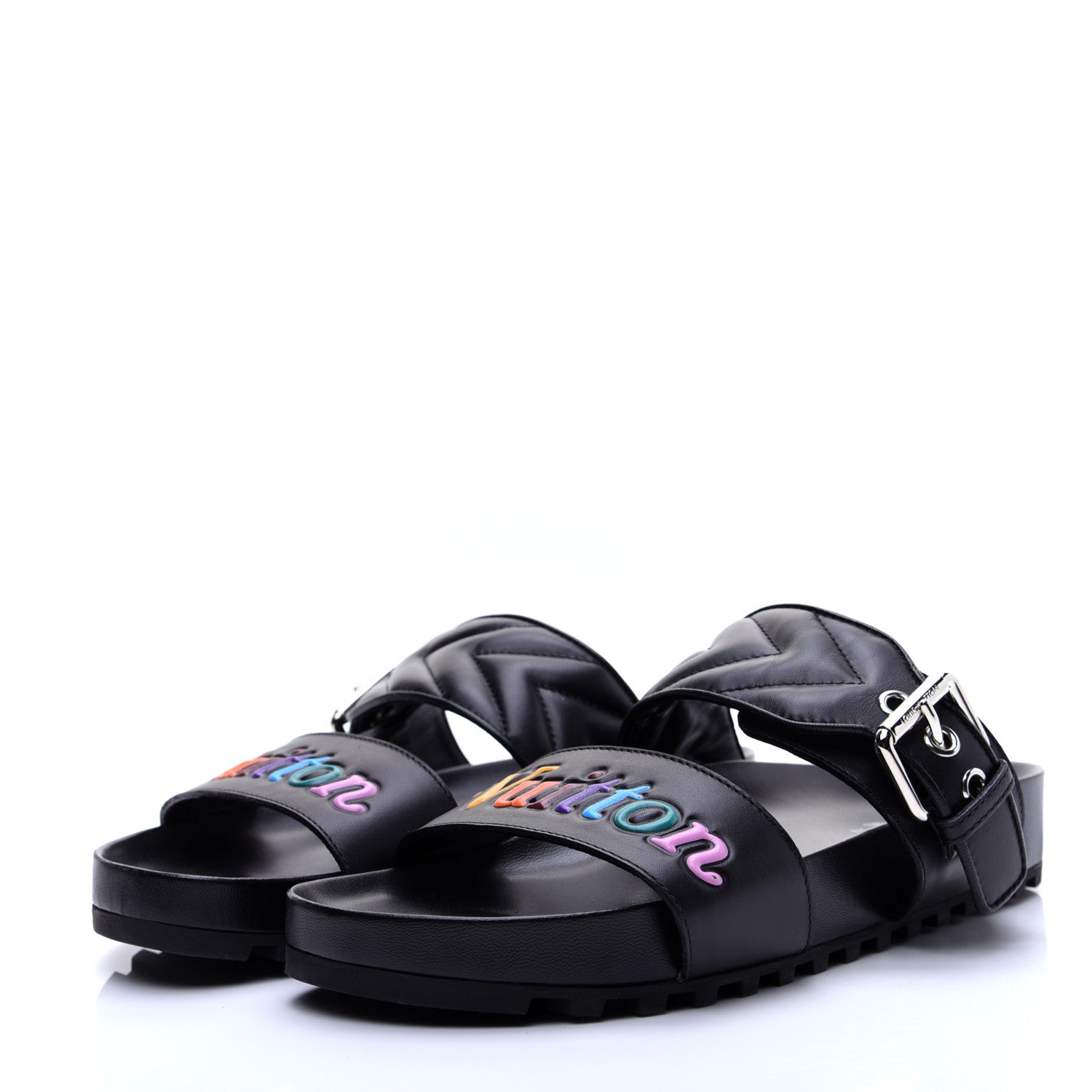 Louis Vuitton Calfskin New Wave Bom Dia Mule Sandals 36 Black 3 of 10