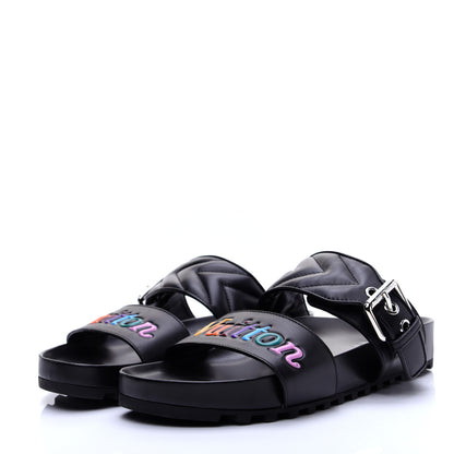 Louis Vuitton Calfskin New Wave Bom Dia Mule Sandals 36 Black 3 of 10