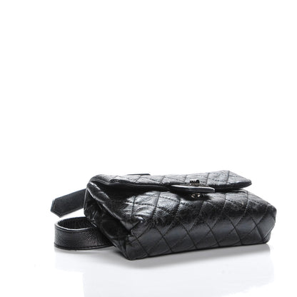 Chanel Glazed Calfskin Quilted 2.55 Reissue Flap Belt Bag Clutch Black 4 of 13