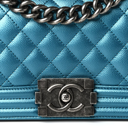 Chanel Metallic Caviar Quilted Small Boy Flap Turquoise 8 of 11