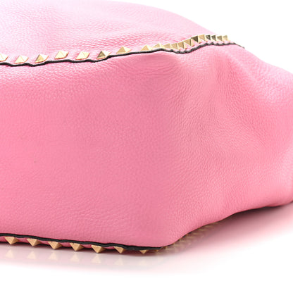 Valentino Garavani Grained Calfskin Medium Rockstud Reversible Tote Army Green Pink 16 of 16