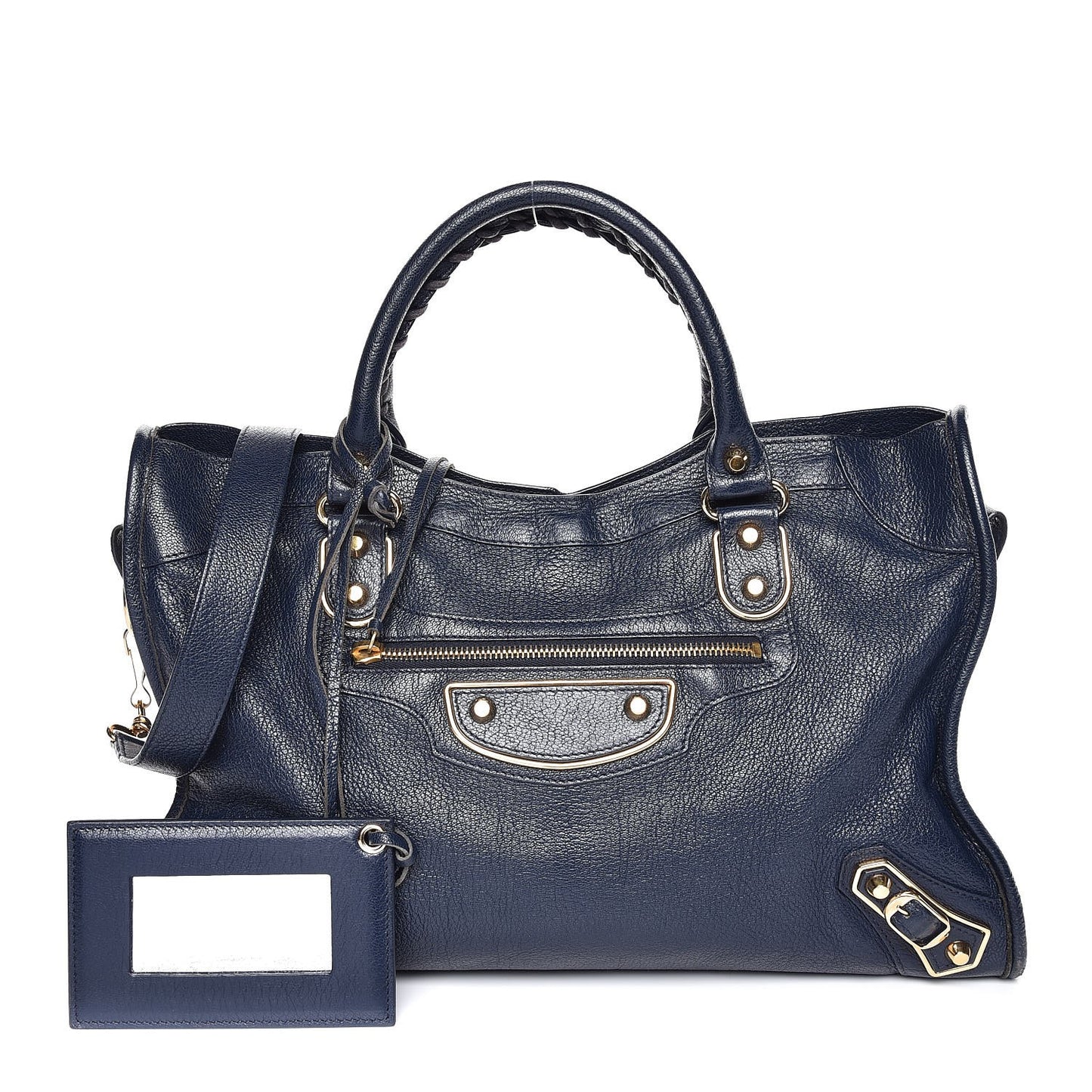 Chevre Gold Metallic Edge Hardware City Bleu Nuit Dark Sea