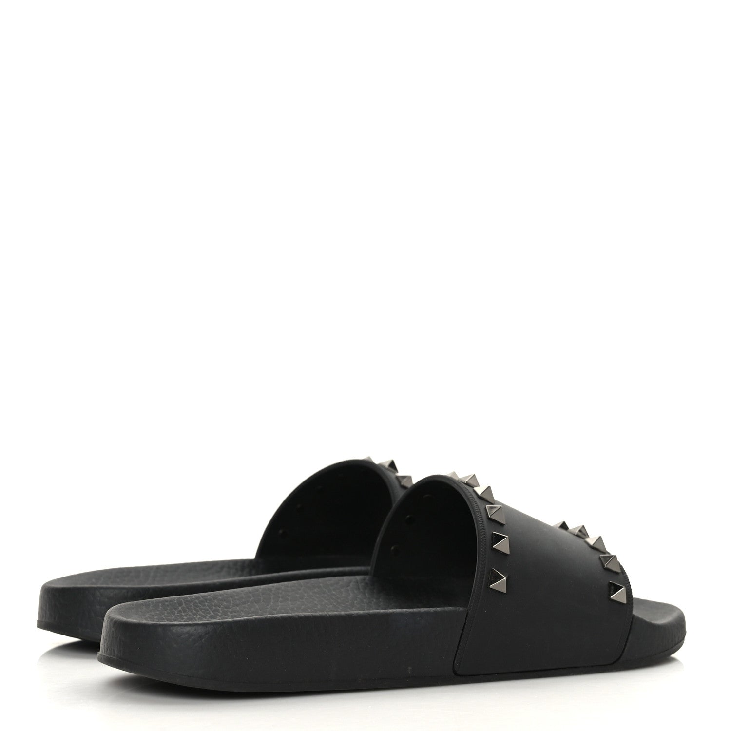 Valentino Garavani Rubber Rockstud Slide Sandals 39 Black 4 of 6