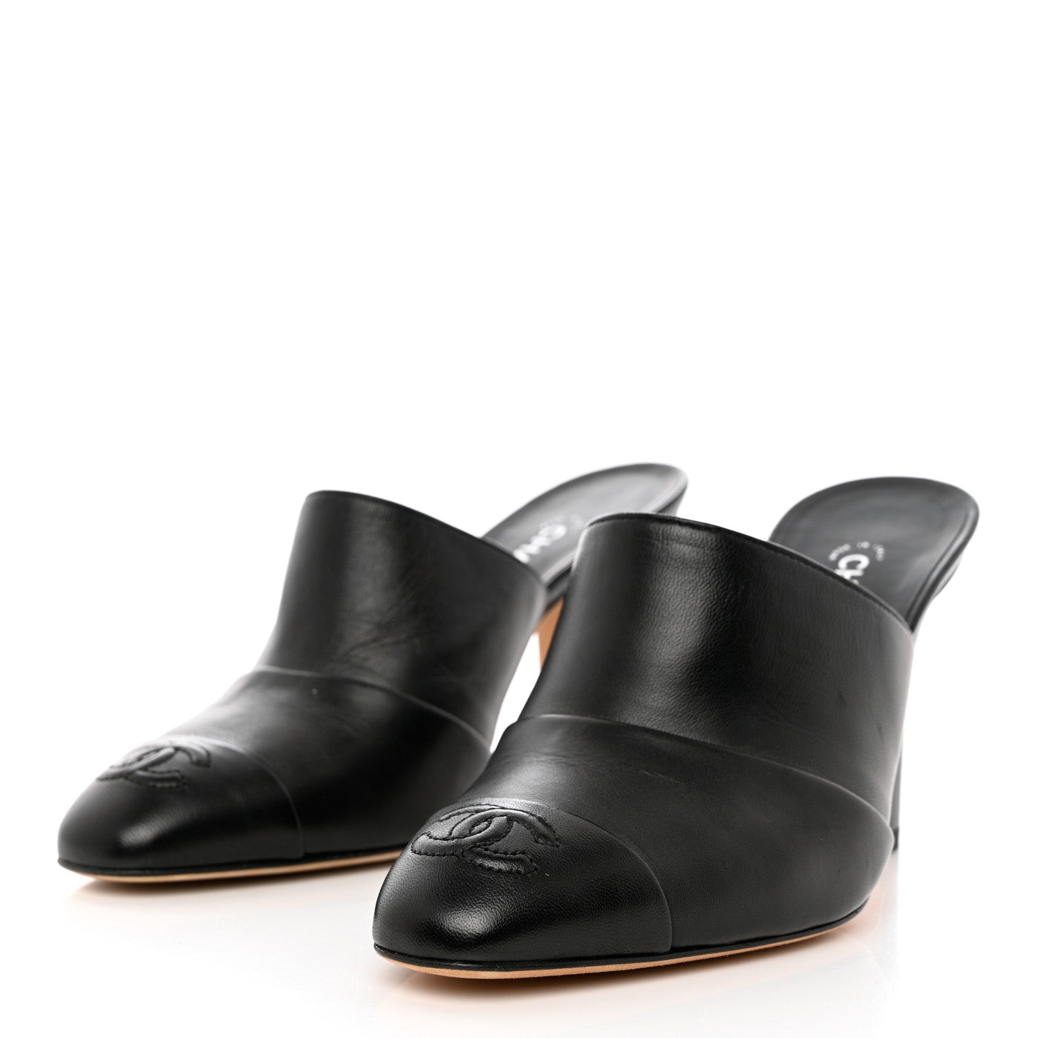 Chanel Lambskin Cap Toe CC Mules 35.5 Black 3 of 12