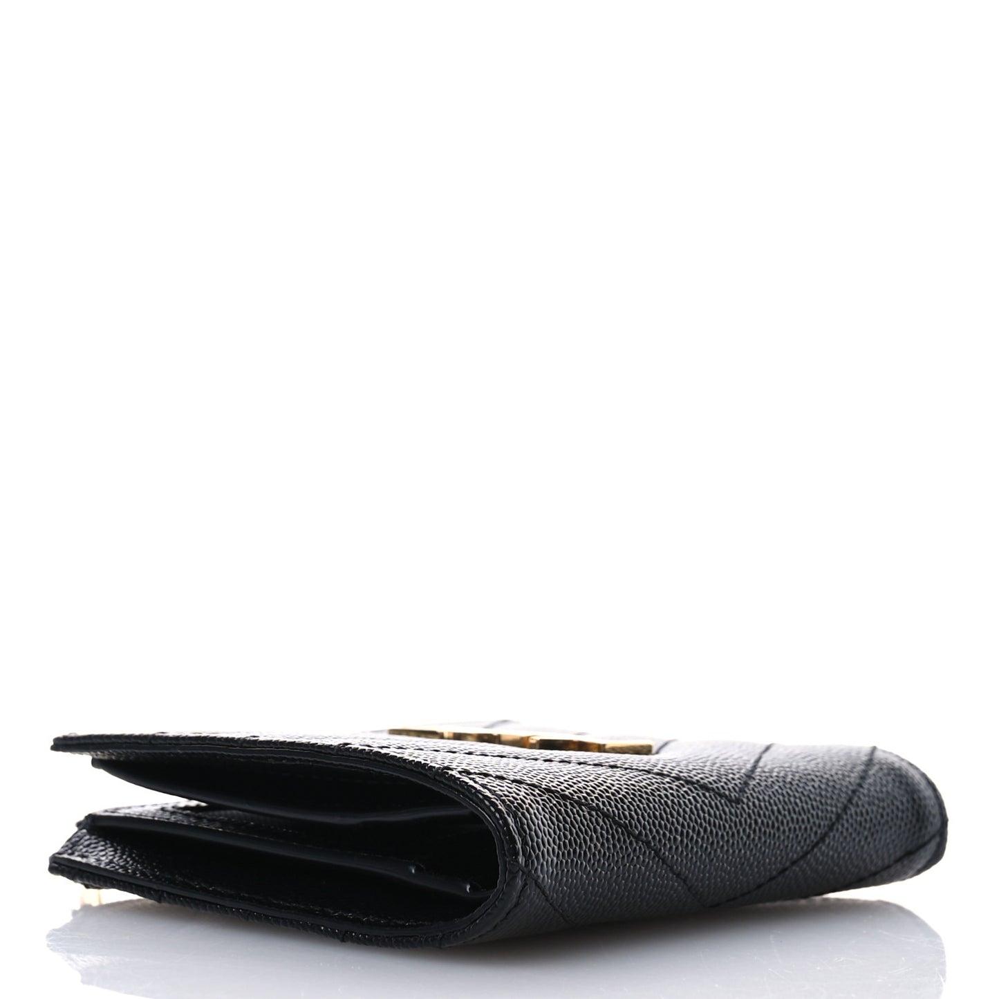 Grain De Poudre Matelasse Chevron Monogram Zipped Card Case Black