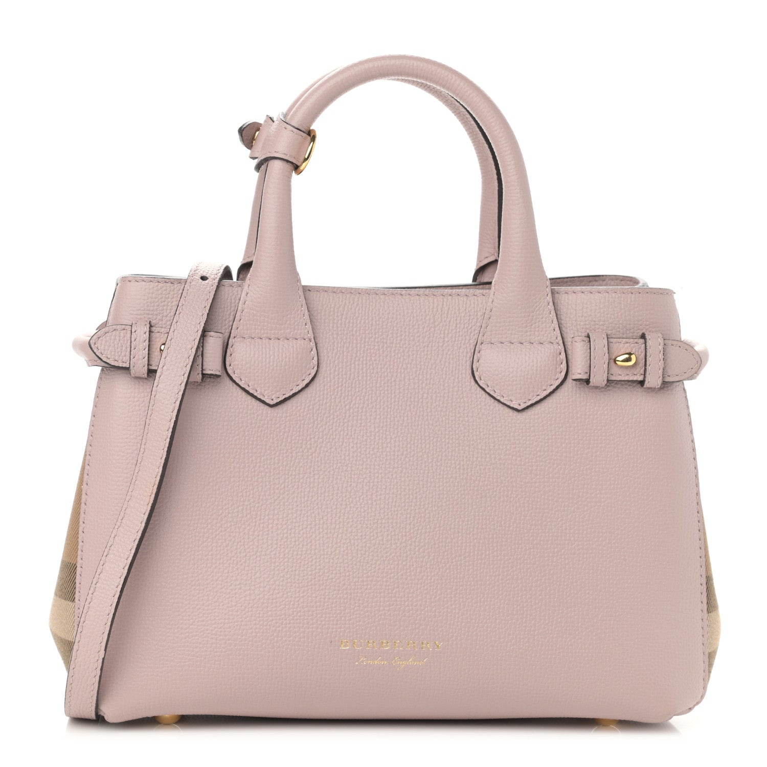 Burberry Grainy Calfskin House Check Small Banner Tote Pale Orchid 1 of 10