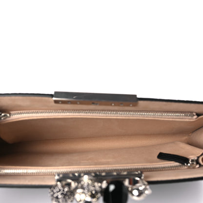 Alexander McQueen Calfskin Crocodile Embossed Knuckle Flat Clutch Black 5 of 9